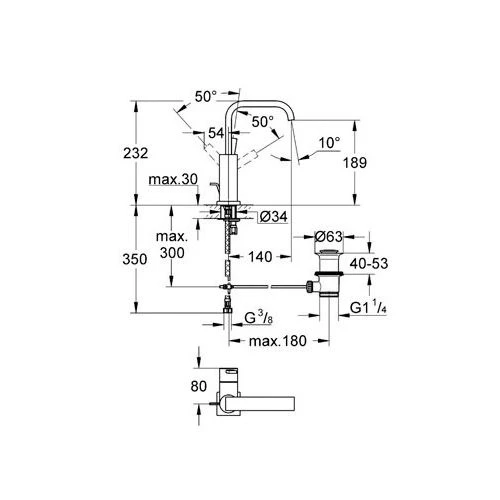Mitigeur de lavabo taille L ALLURE Grohe monocommande bec U - 32146-000 – Image 2