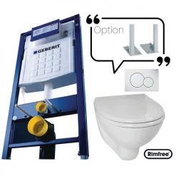 Kit bâti-support complet Geberit avec cuvette courte VITRA ARKITEKT et plaque de déclenchement