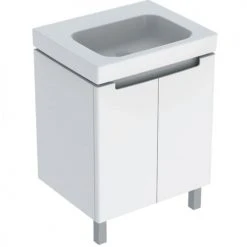 Ensemble meuble salle de bain Geberit avec vasque céramique blanc