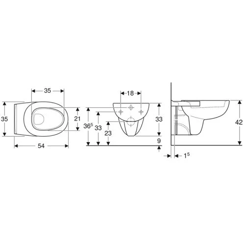 Cuvette suspendue assise ergonomique PUBLICA Geberit - 391500000 – Image 2