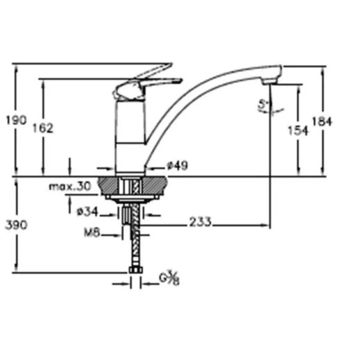 Mitigeur évier bec bas Dynamic S VITRA – Image 2
